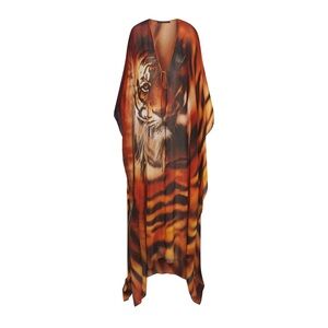 Roberto Cavalli Tiger Print Swim Coverup - Orange and Black